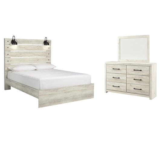 Cambeck  Panel Bed With Mirrored Dresser