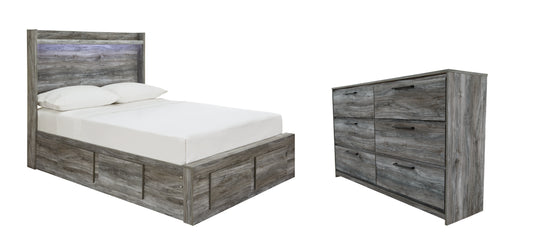 Baystorm Full Panel Bed with 6 Storage Drawers with Dresser