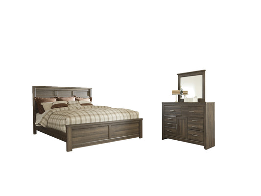 Juararo King Panel Bed with Mirrored Dresser