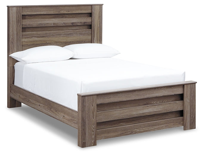 Zelen Full Panel Bed with Mirrored Dresser